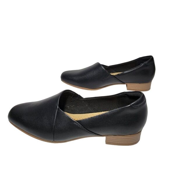 Clarks Collection Loafer Shoes Womens 8.5 W Black Leather Juliet Palm Slip On - Picture 10 of 14